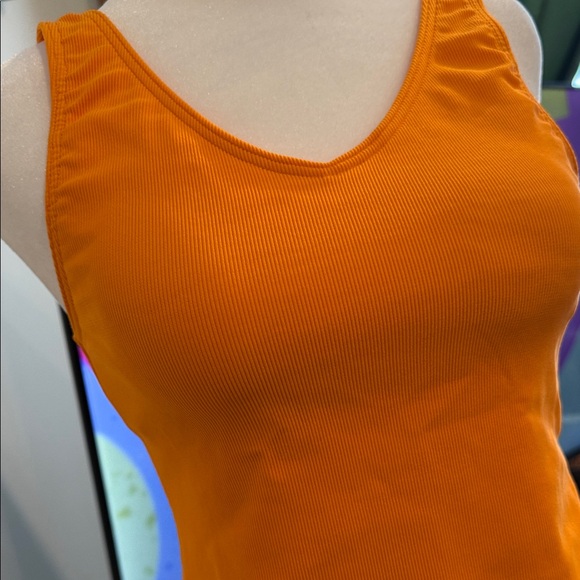 Orange Ribbed bathing suit Top - Picture 2 of 6